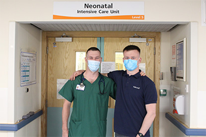Tom and Dr James outside of NICU