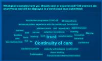 Thumbnail version of wordcloud showing that 'trust' and 'continuity of care' are the most common responses to the question