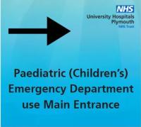 an image with text to say please use main entrance for Paediatric Emergency Department